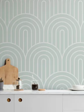 Verde Geometric Infinite Loop Striped Repeat Pattern tapet