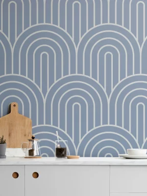 Albastru Geometric Infinite Loop Striped Repeat Pattern Wallpaper