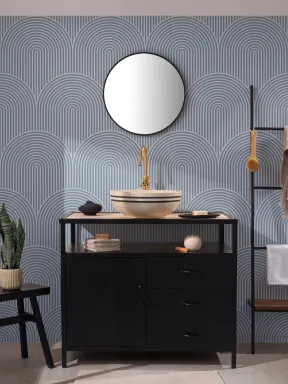 Blue Circuit Design Geometric Striped Repeat Pattern Wallpaper
