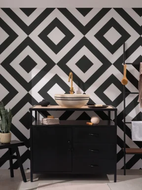 Black & White Diamond Pattern Wallpaper Mural