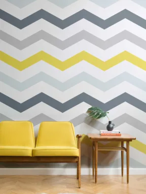 Yellow & Gray Chevron Wallpaper Mural