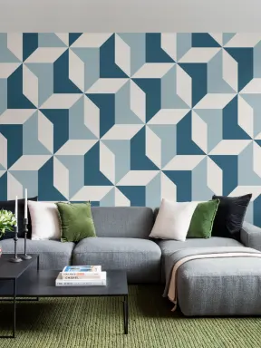Blue Abstract Geometric Wallpaper Mural