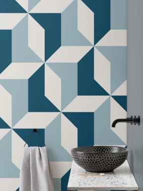 Blue Abstract Geometric Wallpaper Mural
