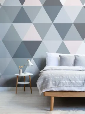 Fototapete Grau-Pinkes Geometrisches Dreiecksmuster