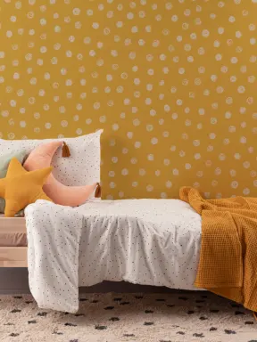 Galben ilustrat Polka Dot Wallpaper Mural