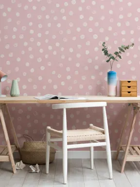 Roz ilustrat Polka Dot Wallpaper Mural