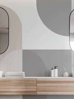 Neutral Gray Scandi Geometric Wallpaper Mural