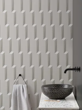Gray 3D Effect Modern Geometric Repeat Pattern Wallpaper