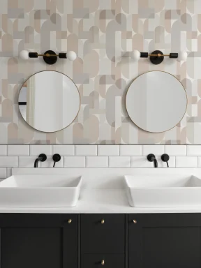 Neutral Scandi Geometric Repeat Pattern Wallpaper