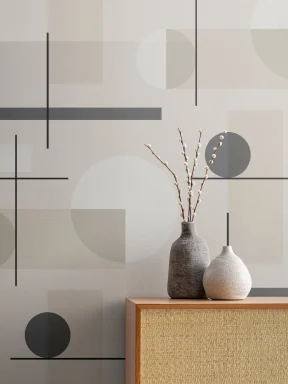 Mid Century Abstract Geometric Repeat Pattern Wallpaper