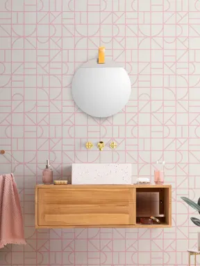Pink Modern Geometric Grid Repeat Pattern Wallpaper