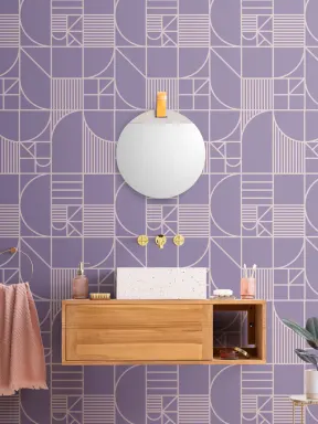 Abstrakte Geometrische Lila Linien Mustertapete