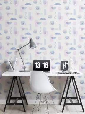 Pastel Watercolor Geometric Repeat Pattern Wallpaper