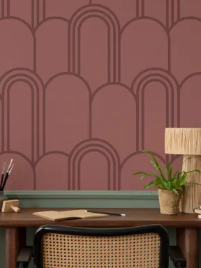 Roze Art Deco Boog Herhaal Patroon Behang