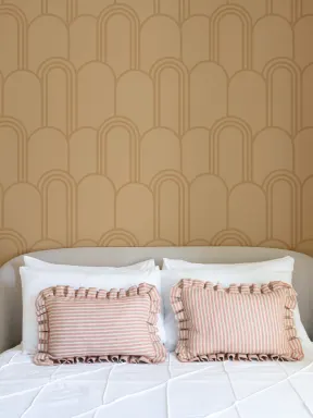 Yellow Art Deco Arch Repeat Pattern Wallpaper