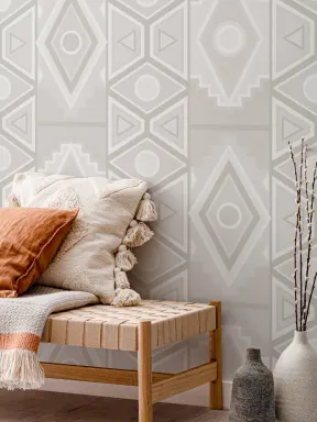 Neutral African Style Geometric Wallpaper