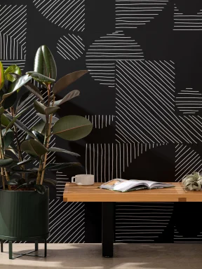 Schwarz-weiße geometrische Fototapete