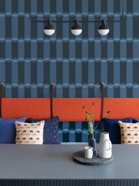 Albastru Retro Geometric Pattern murale