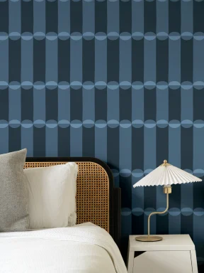 Blue Retro Geometric Pattern Mural