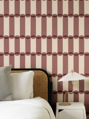 Papier peint panoramique rétro bourgogne à motifs géométriques