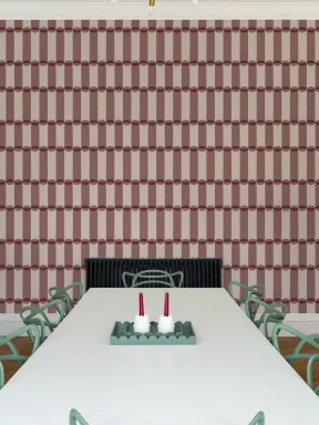 Burgundy Retro Geometric Pattern Wallpaper Mural