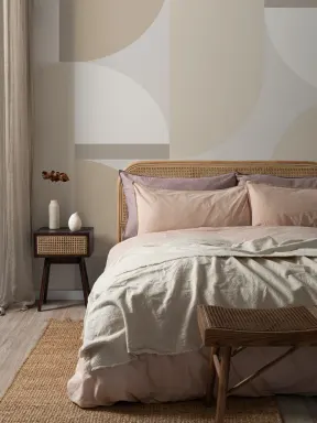 Neutral Geometric Arch Pattern Contemporary Mural
