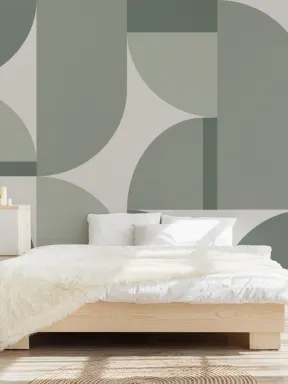 Green Geometric Contemporary Abstract Wall Mural
