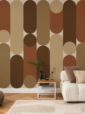 Varmă murale geometrică Mid-Century Modern maro capsule