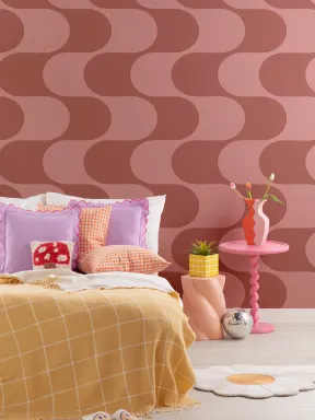 Red And Pink Retro Geometric Pattern Mural