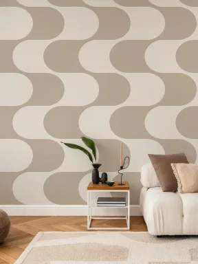 Bej Geometric model Mid-Century Modern murale