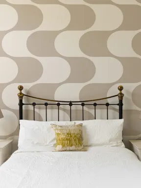 Beige Geometric Pattern Mid-Century Modern Wall Mural