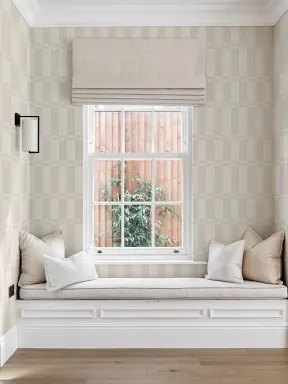 Papier peint beige géométrique rayé à motif contemporain