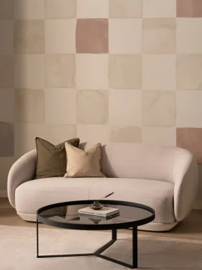 Beige Watercolor Checkered Mural