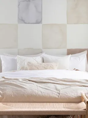 Beige Watercolor Checkered Mural