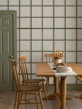 Green Tattersall Grid Pattern Contemporary Mural Design