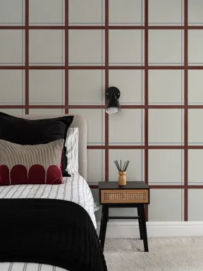 Brown Tattersall Geometric Pattern Mural for Modern Spaces