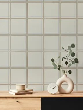Papier peint panoramique à motif tattersall à carreaux beige