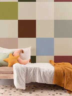 Mural de pared moderno de cuadros geométricos retro multicolor