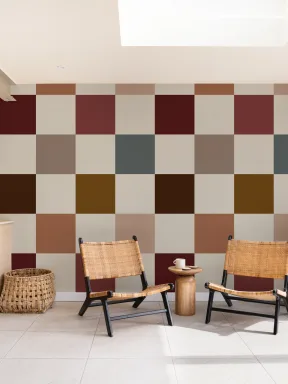 Motif géométrique chic à carreaux multicolores en papier peint panoramique