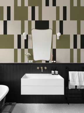 Green Tessellate Geometric Pattern Mural for Bold Spaces