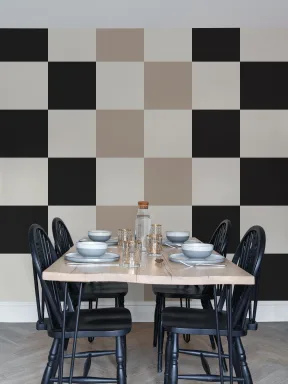 Neutral Checkerboard Geometric Wall Art Mural