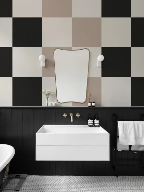 Neutral Checkerboard Geometric Wall Art Mural