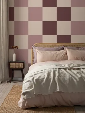 Pink Checkerboard Pattern Retro Wall Mural for Fun Vibes