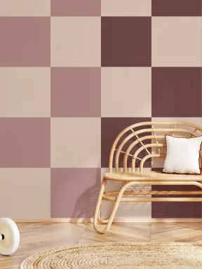 Murales de papel pintado retro con patrón de tablero de ajedrez rosa para dar un aire divertido