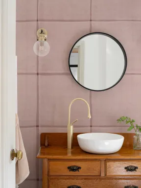 Soft Pink Minimalist Checkered Pattern Mural