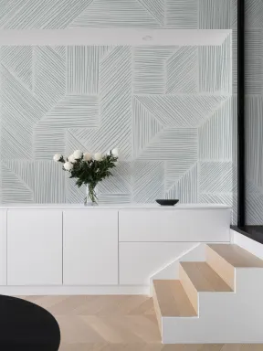 Mural de pared geométrico azul elegante para dar profundidad