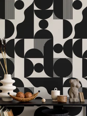 Tapet negru cu forme geometrice moderne