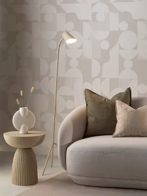 Tapet alb cu forme geometrice moderne