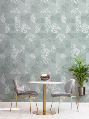 Green Modern Geometric Marble Shapes Wallpaper