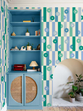 Elizabeth Olwen Flower Shift Blue Mural